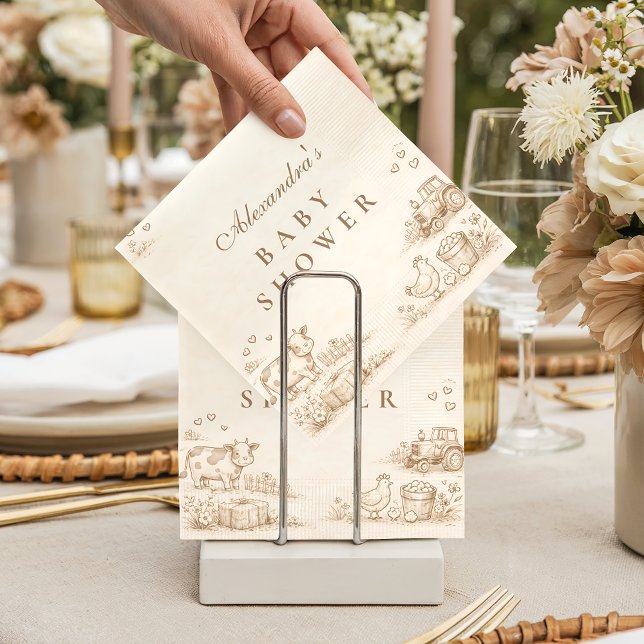 Doodle Vintage Farm Storybook Baby Shower Napkin (Creator Uploaded)