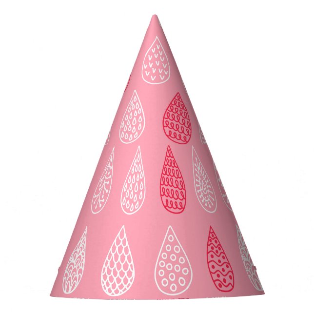 Doodle water drops: vintage pattern party hat (Front)