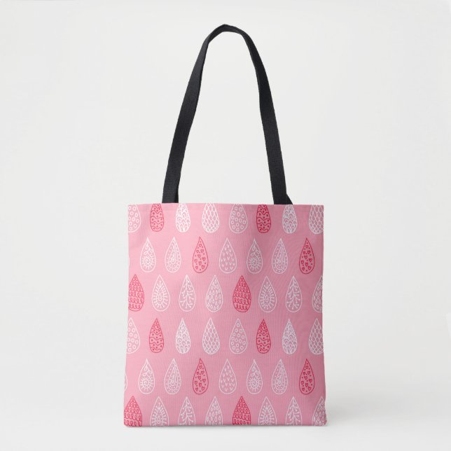 Doodle water drops: vintage pattern tote bag (Front)
