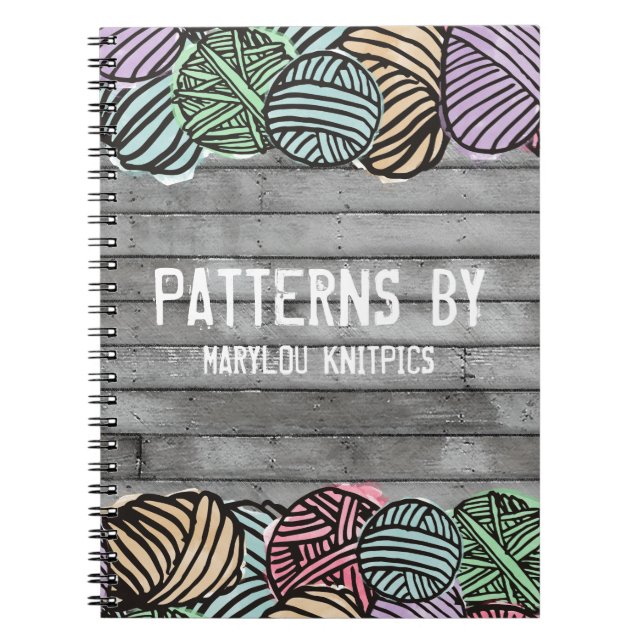 Doodle watercolor yarn knitting crochet notebook (Front)