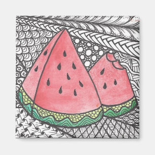 Doodle Watermelon drawing print on magnet