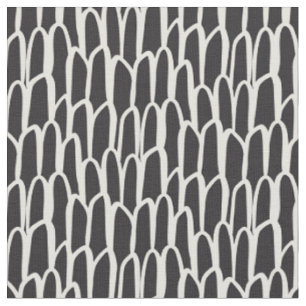 Doodle waves mudcloth mod geometric simple black fabric