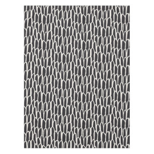 Doodle waves mudcloth mod geometric simple black tablecloth