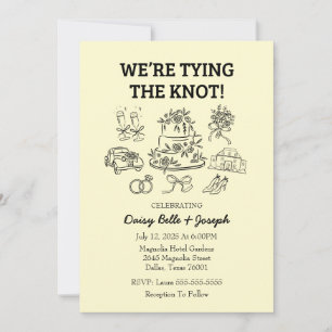 Doodle Wedding Black and White Invitation