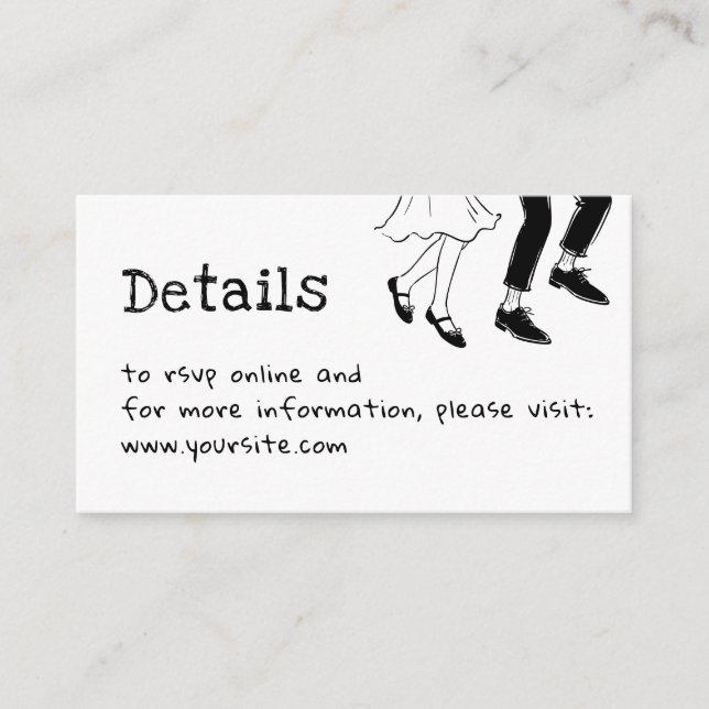 Doodle Wedding Details + QR Code | Black & White Enclosure Card (Front)