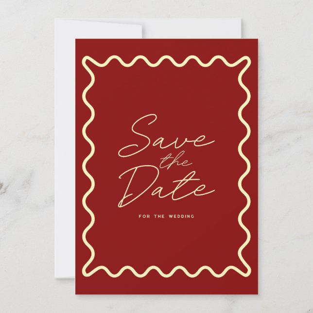 doodle Whimsical Retro Save the date invitation (Back)