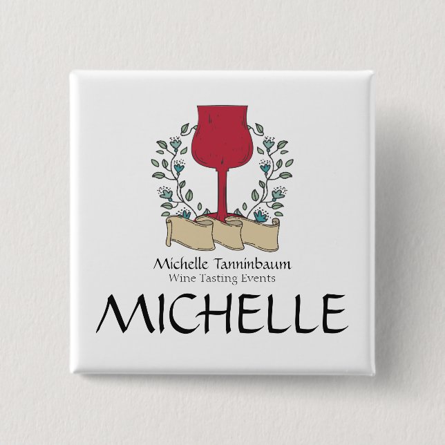 Doodle wine glass wine tasting sommelier 15 cm square badge (Front)
