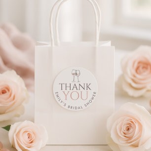 Doodle Wine Glasses Thank You Bridal Shower Classic Round Sticker