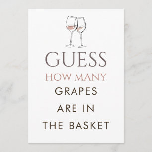 Doodle Wine Guess How Many Game Bridal Shower Card