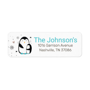 Doodle Winter Penguin Return Address Label