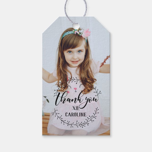 Doodle Wreath Photo Thank You Favour Tag (Front)