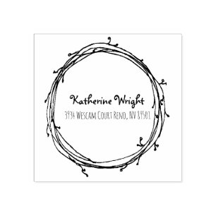 Doodle Wreath Rubber Stamp
