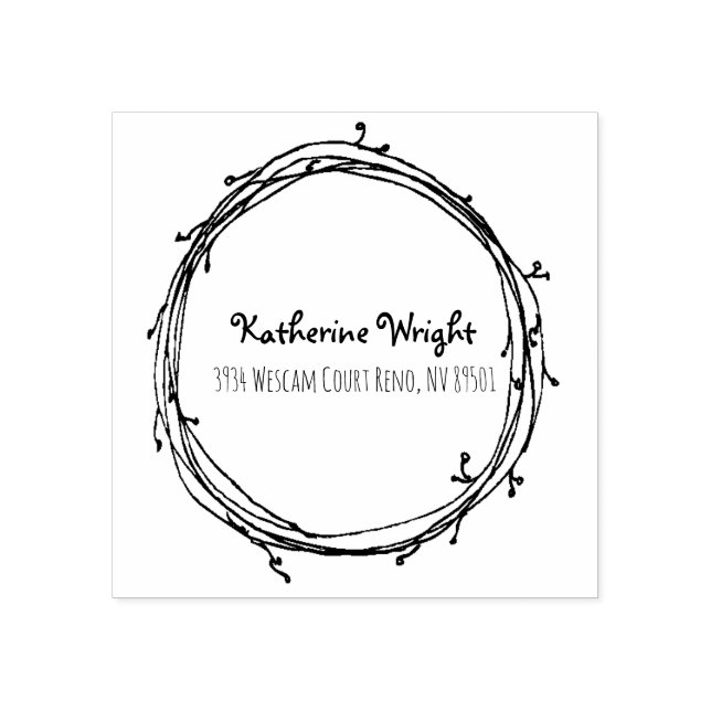 Doodle Wreath Rubber Stamp (Imprint)