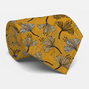 Doodle Yellow beautiful floral pattern Tie