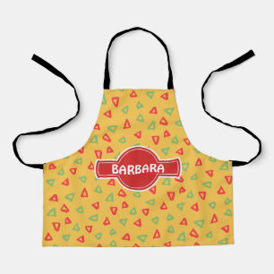 Doodle Yellow Red Minimal Pattern Apron