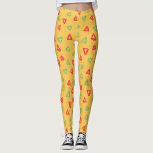 Doodle Yellow Red Minimal Pattern Leggings