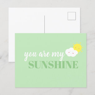 Doodle You Are My Sunshine Green Postcard