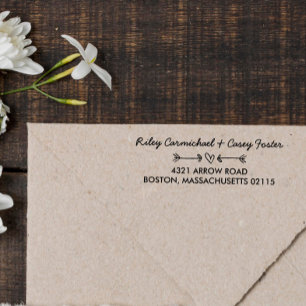 Doodled Arrows & Heart Romantic Name & Address Self-inking Stamp