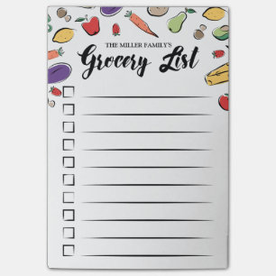 Doodled Checkbox Grocery List Post-it Notes