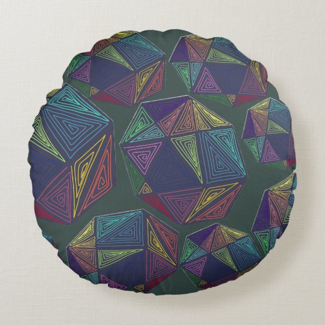 Doodled Green Throw Pillow (Front)