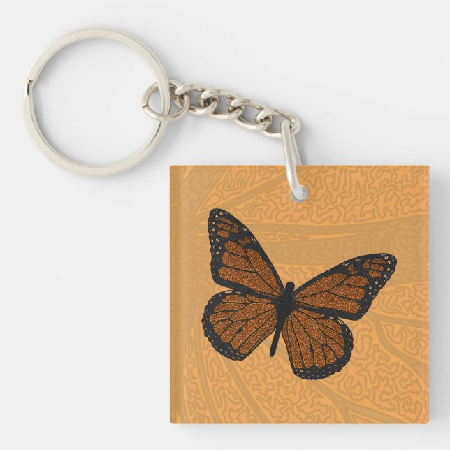Doodled Monarch Acrylic Keychain (Front)