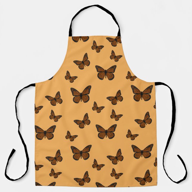 Doodled Monarch All-Over Print Apron (Front)