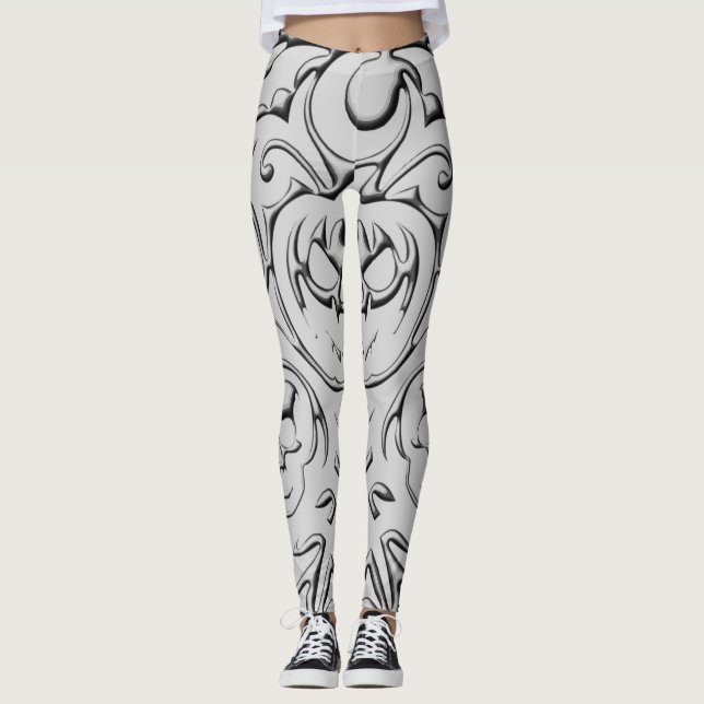 Doodled Skull design  Leggings (Front)