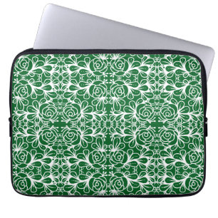 Doodleroses green laptop sleeve