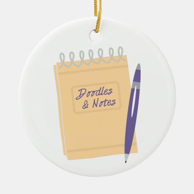 Doodles and Notes Ceramic Tree Decoration (Front)