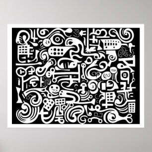 Doodles Black and White Poster