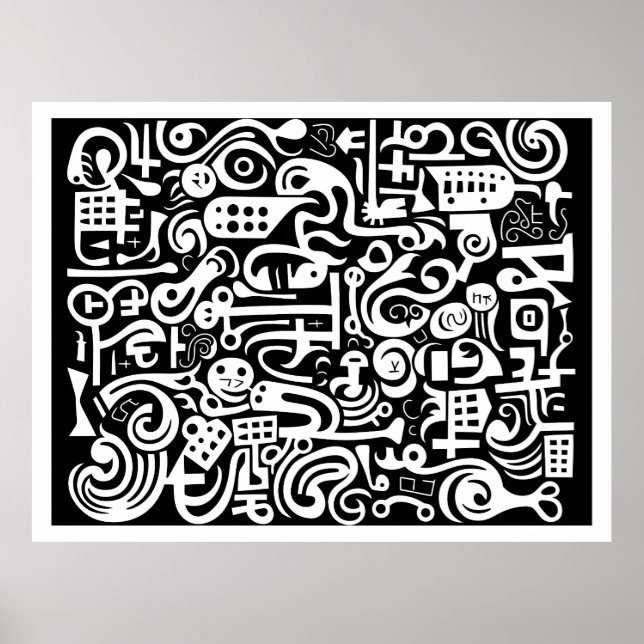 Doodles Black and White Poster (Front)