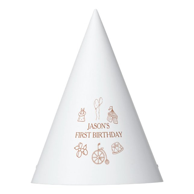 Doodles Circus First Birthday Party Hat (Front)