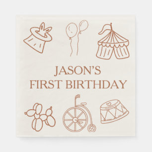 Doodles Circus First Birthday Party Napkin