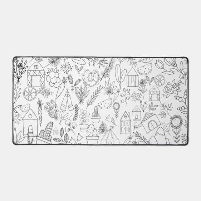 Doodles Collage Desk Mat (Front)