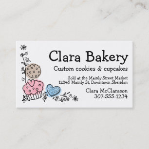 Doodles cookies cupcakes flowers bakery baking business card