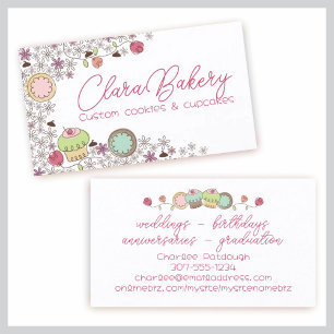 Doodles cookies cupcakes flowers bakery sweets business card
