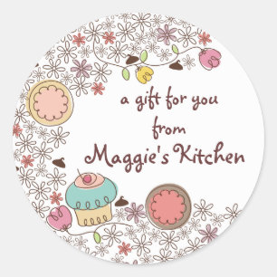 Doodles cookies cupcakes flowers bakery sweets classic round sticker