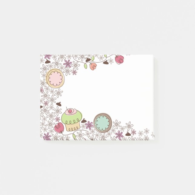 Doodles cookies cupcakes flowers bakery sweets post-it notes (Front)