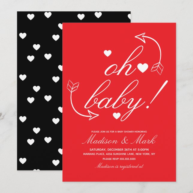 Doodles Floating Hearts Baby Shower  Invitation (Front/Back)