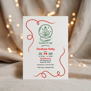 Doodles of Joy! Whimsy Hand Drawn Christmas Party Invitation