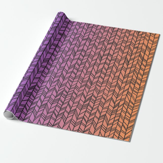 Doodles on Orange & Purple Wrapping Paper (Unrolled)