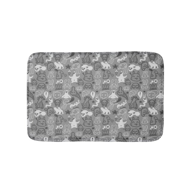 doodles pattern illustration bath mat (Front)