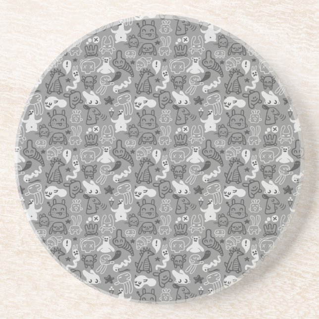 doodles pattern illustration coaster (Front)