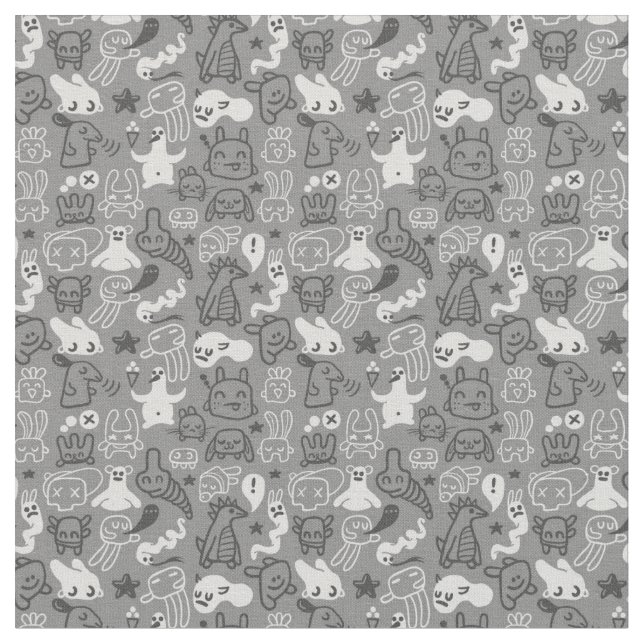 doodles pattern illustration fabric (Close Up)