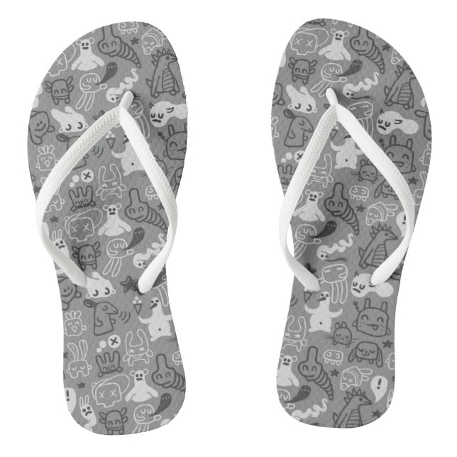 doodles pattern illustration flip flops (Footbed)