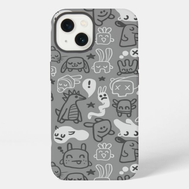 doodles pattern illustration iPhone case (Back)