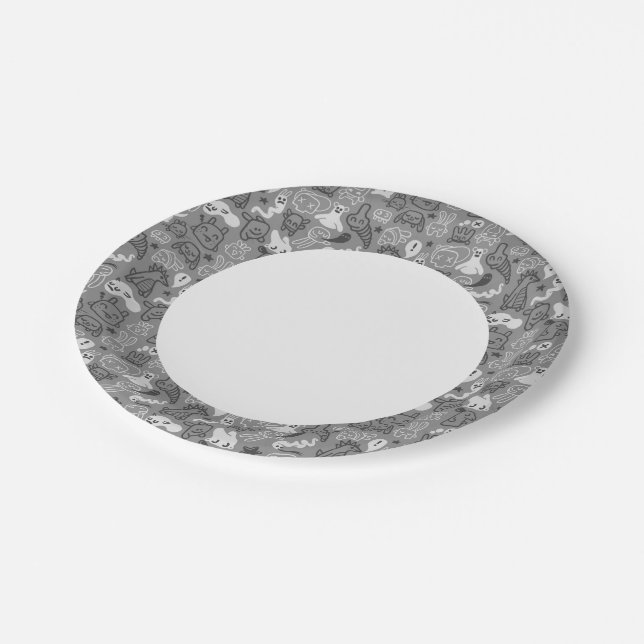 doodles pattern illustration paper plate (Angled)