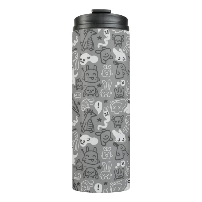doodles pattern illustration thermal tumbler (Front)