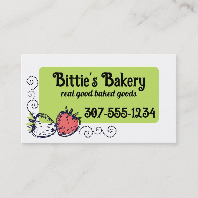 doodles strawberries fruit baking catering busines business card (Front)