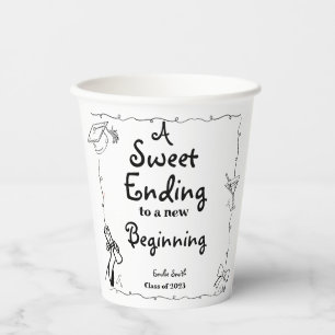 Doodles style Hand Drawn Graduation favours sign Paper Cups